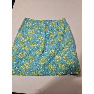 Lilly Pulitzer Womens Size 10 Skirt Lined Mosaic Sea Turtle Skirt Blue/Grn(1435